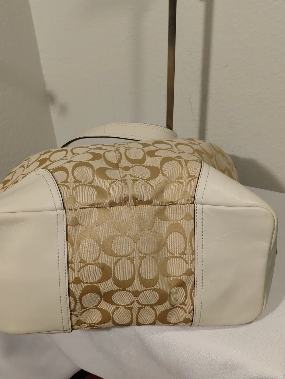 Coach Hadley Cream Signature Canvas Tote Bag